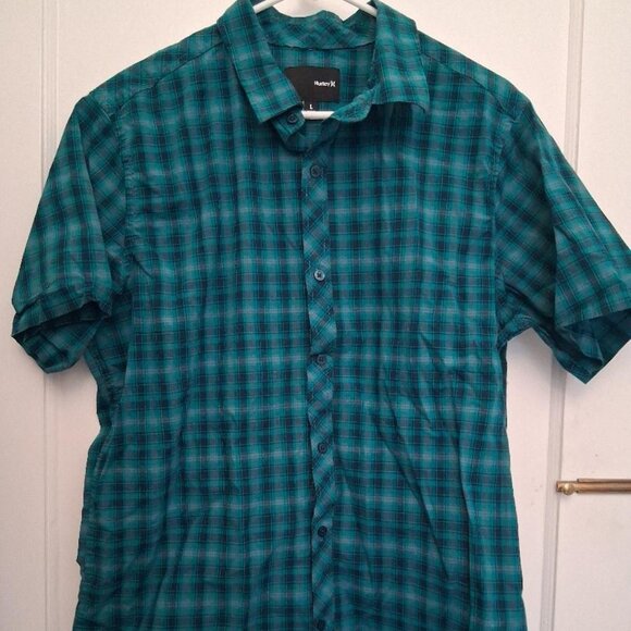 Hurley Other - Men's Hurley Blue/Green Plaid Shirt